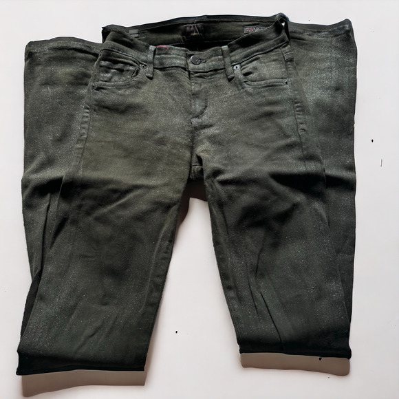 Citizens of Humanity Avedon Slick Skinny Leg in Green Shimmer - Picture 1 of 9